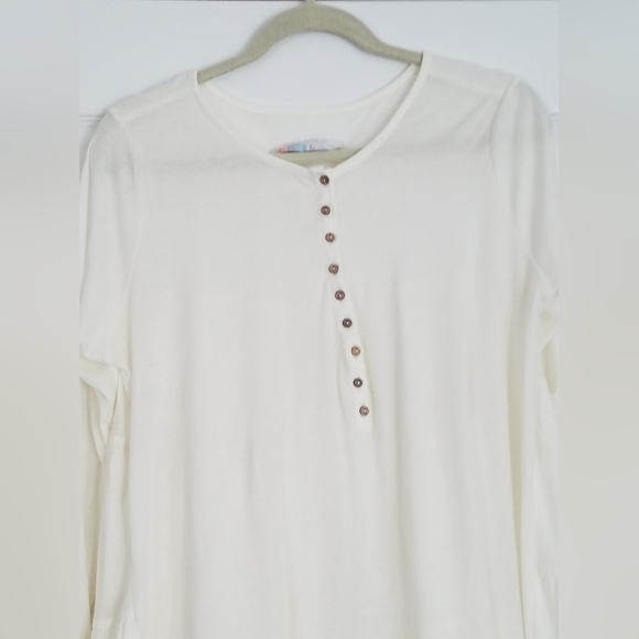 FP Beach Free People Henley Dress White Long Sleeve Size Small - Picture 2 of 11